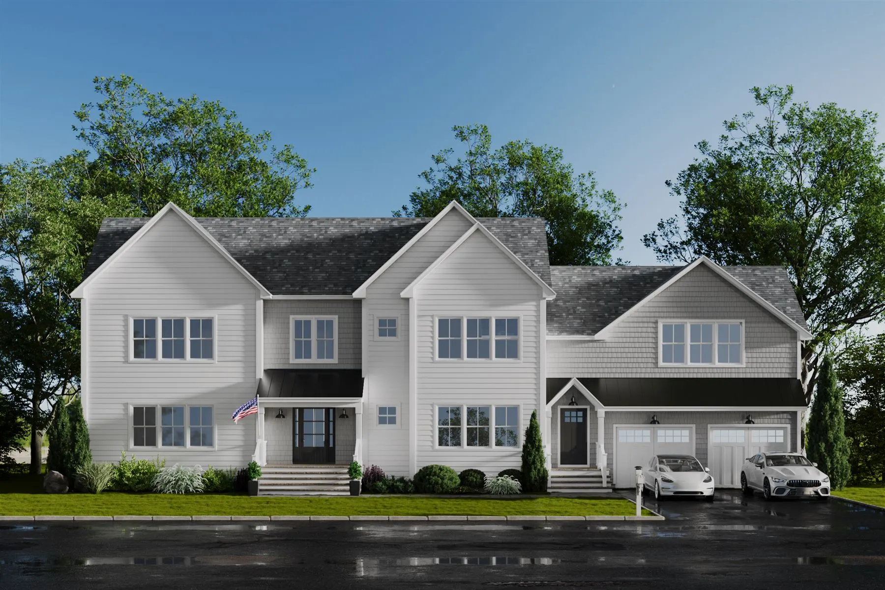 Rendering of a large new colonial-style home
